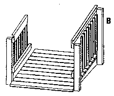 [sketch of ramp with plowed handrails in top of guardrails]