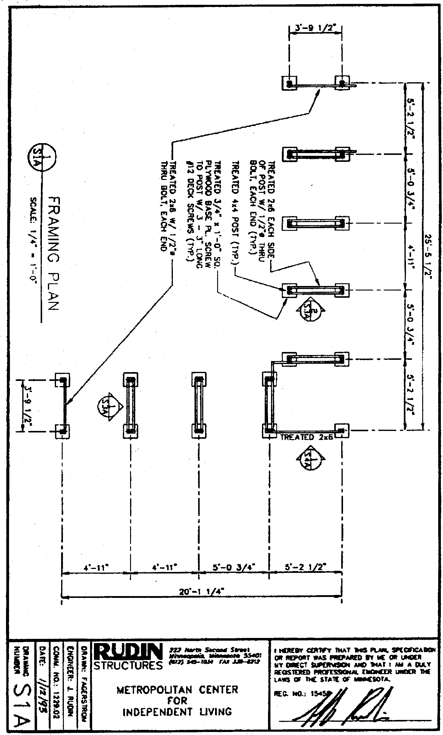 [engineering drawing of support framing plan]