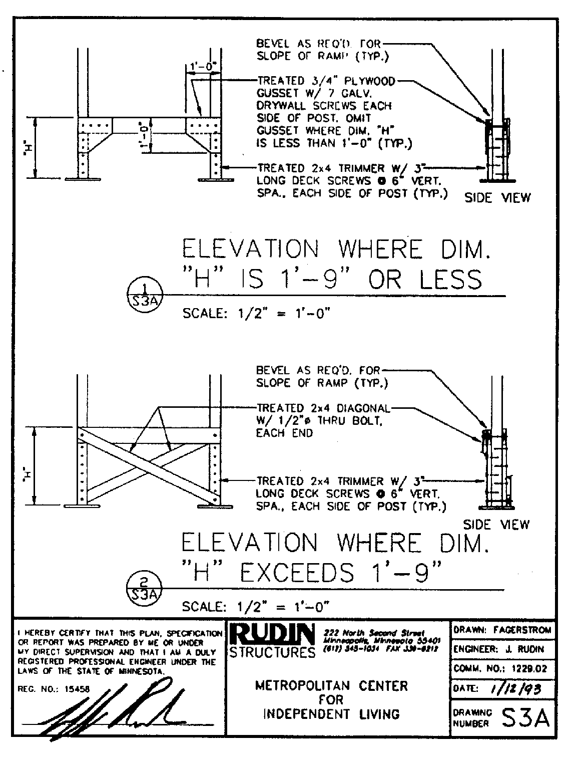 [engineering drawing of support framing plan]