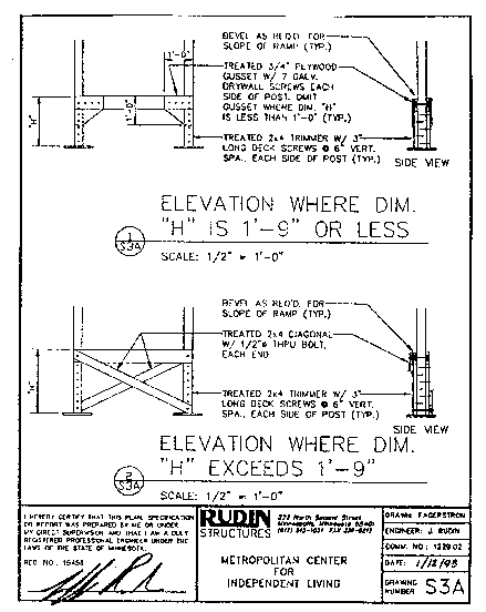 [engineering drawing of support framing plan]