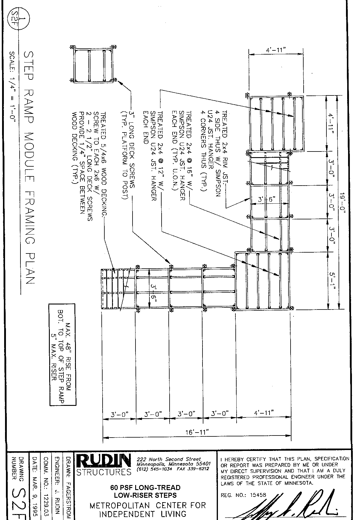 [engineering drawing of step framing plan]