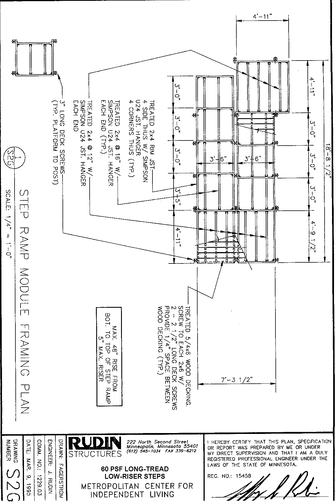 [engineering drawing of 180-degree turn step framing]