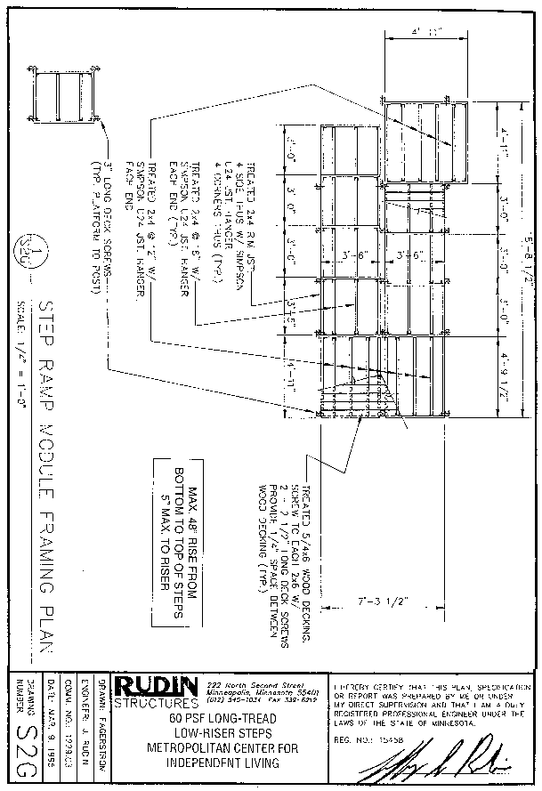 [engineering drawing of 180-degree turn step framing]